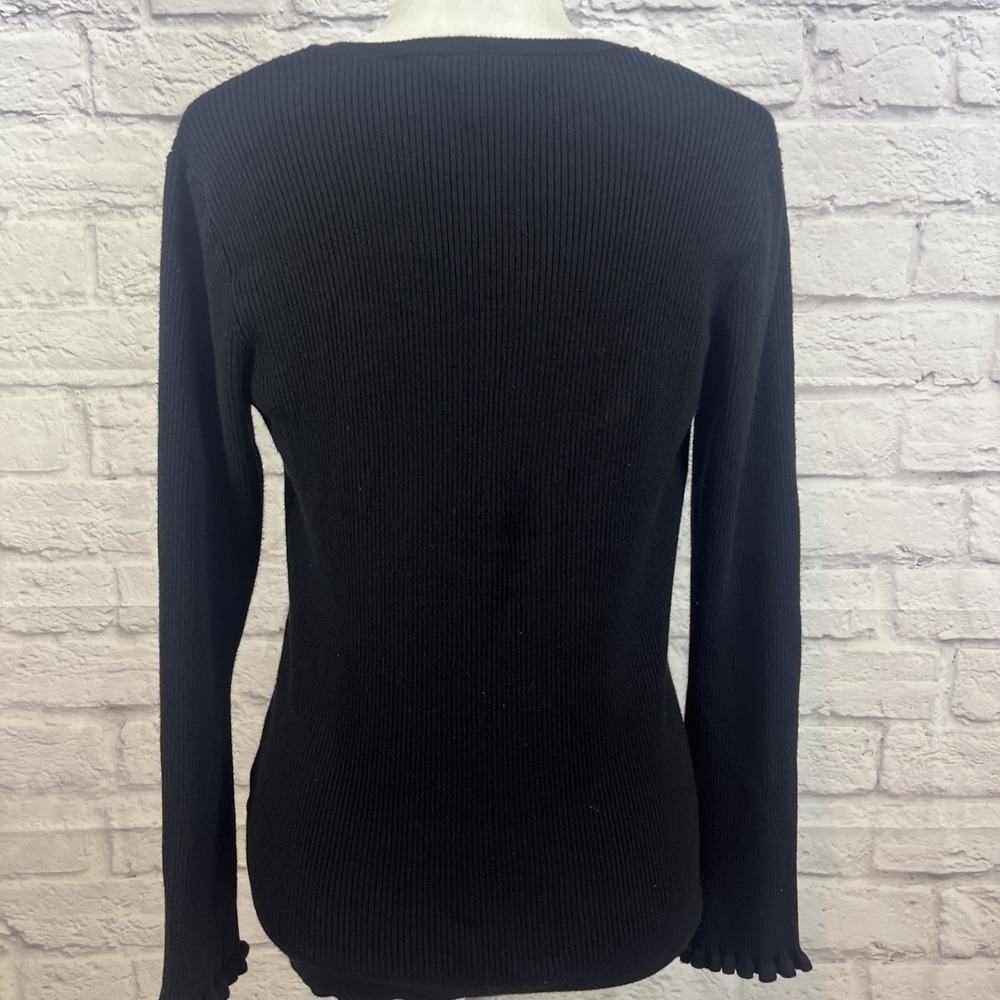 Jones New York Women's Casual Feminine Stretch Ribbed V-Neck Sweater Medium - Picture 6 of 9